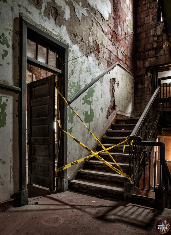 Ellis Island Immigrant Hospital | Taped Off Stairwell - Ellis Island Immigrant Hospital