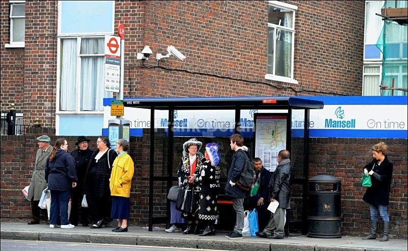 PEARLY QUEENS AT BUS STOP - Frank Doran