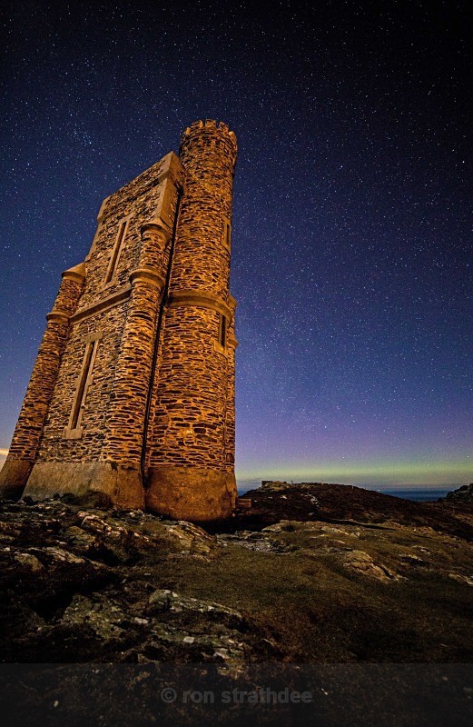 Milners Tower and Northern Lights - Skies of Man