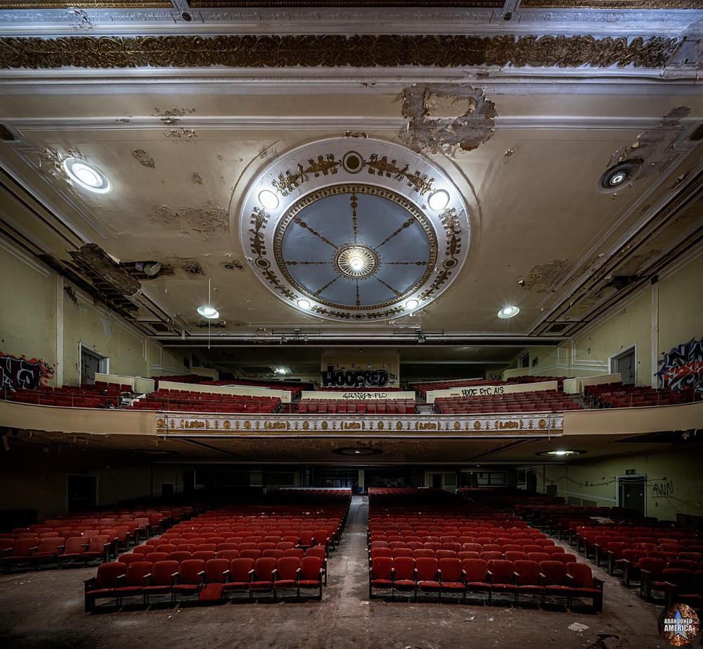 View of the seats from the stage of the abandoned Logan Theater
