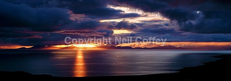 Sunset over the Outer Hebrides from the Isle of Skye - Panoramic format