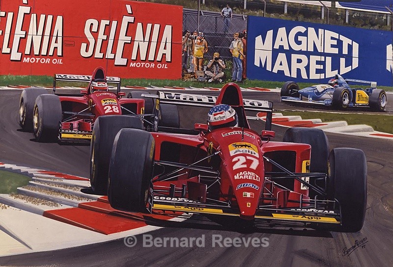 Berger and Alesi in Ferraris at Monza - Formula 1 cars and drivers