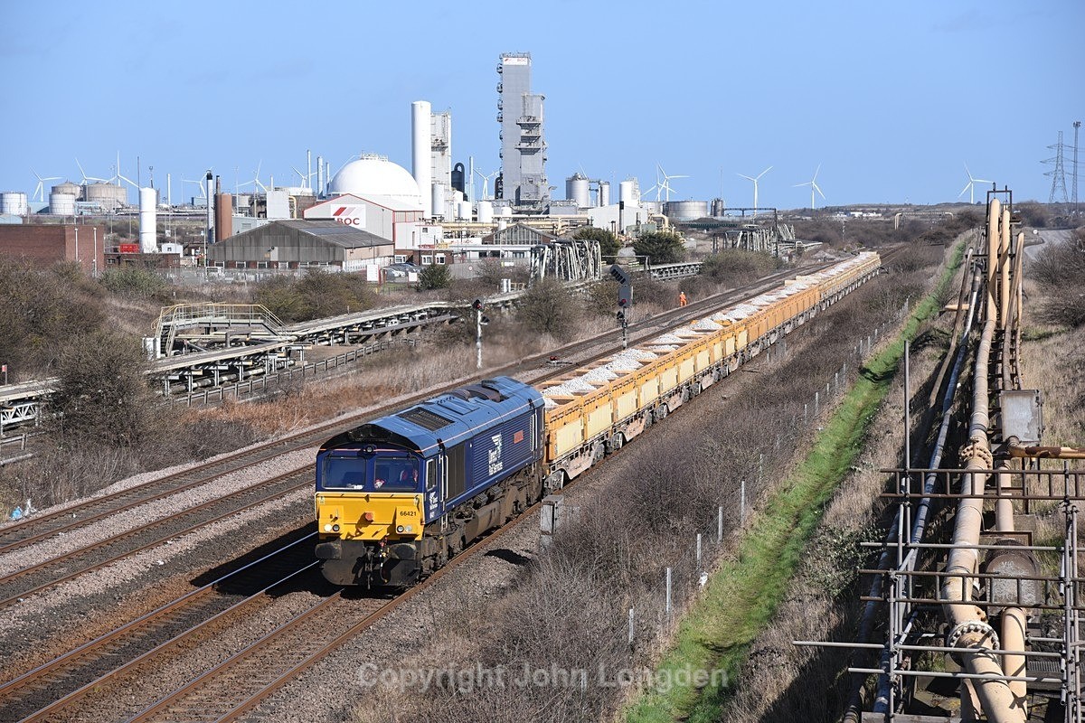 JL - 22.3.23 66421 6N68 Redcar - Tyne, Grangetown - Teesside (west to east)