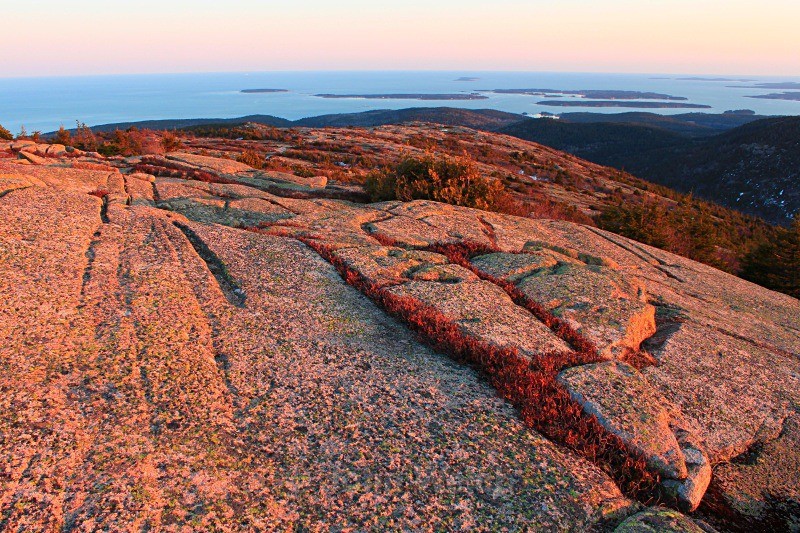 Glacial Striations at Sunset - Maine