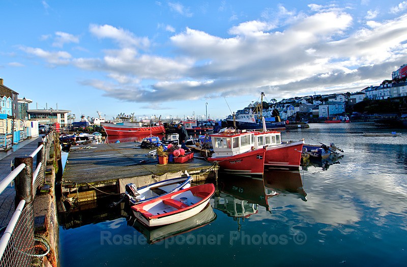 Red boats at Brixham Harbour