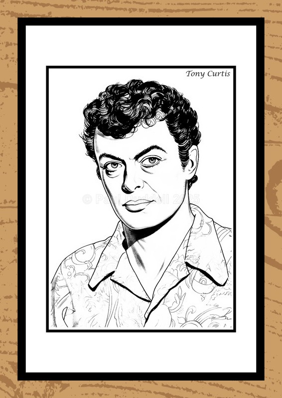 Tony Curtis Hand-Drawn Portrait - Legends of Film by Artist Paul Duddell