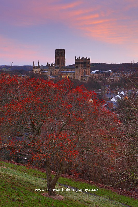 Durham Cathedral winter sunset.     ref 2920 - County Durham