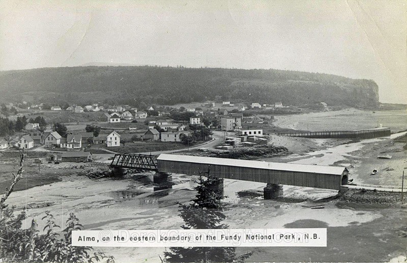 Alma New Brunswick Vintage View Covered Bridge RPPC - Historic New Brunswick