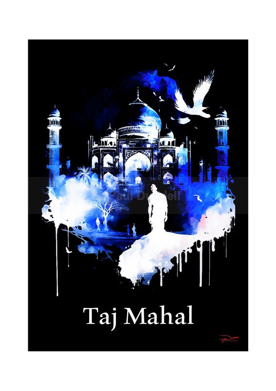 Taj Mahal Historical Structures Ink Paintings by Paul Duddell, Whispers & Strokes - Artist, Painter, and Photographer