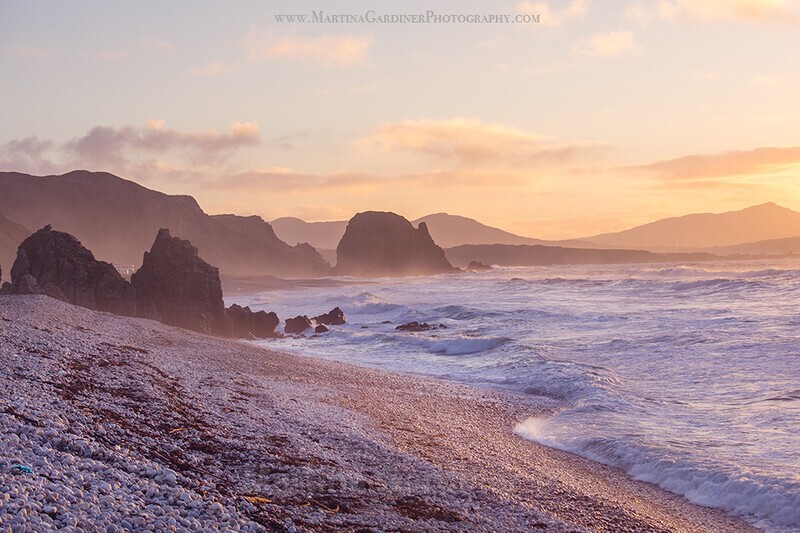 Port Caman - Sunset on Silver Pebbles - Ireland by Day