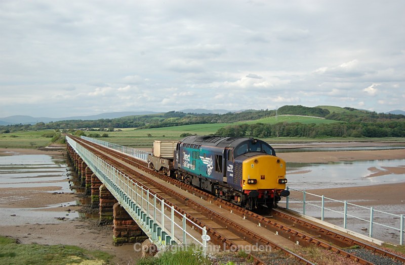 JL - 30.6.15 37609 6K73 Sellafield - Crewe, Eskmeals viaduct - Cumbrian Coast (north to south)