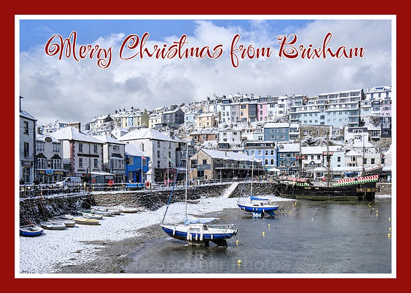 XM061 NEW 2026 - Xmas - Snowy Harbour 2 - XMAS CARDS  Brixham