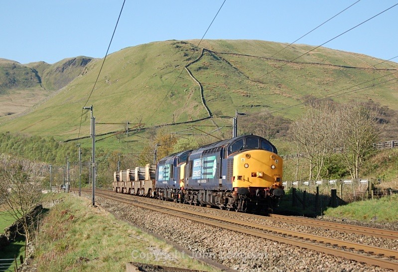 28.4.11 37703 & 37602 6C53 Crewe - Sellafield, Low Borrow Bridge - West Coast Main Line (north to south)