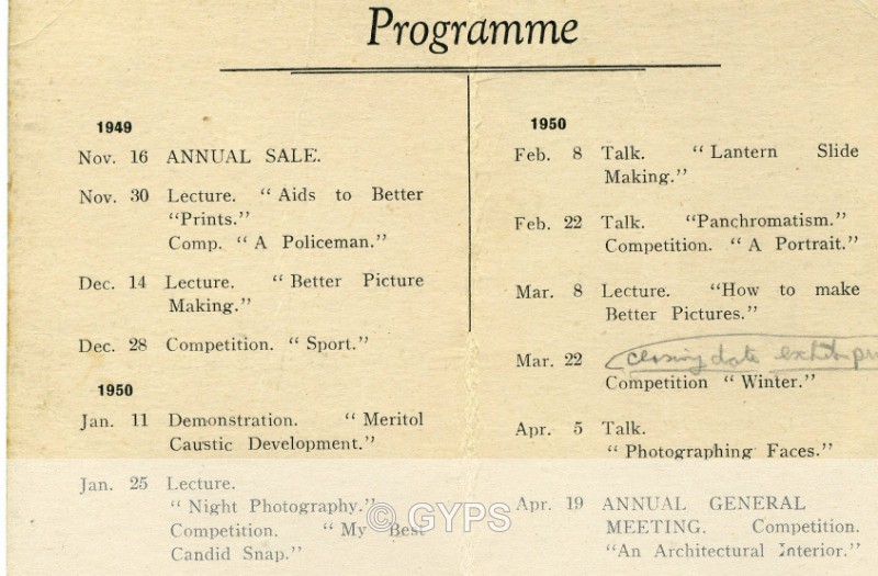 1949-50 programme - meetings - Archives