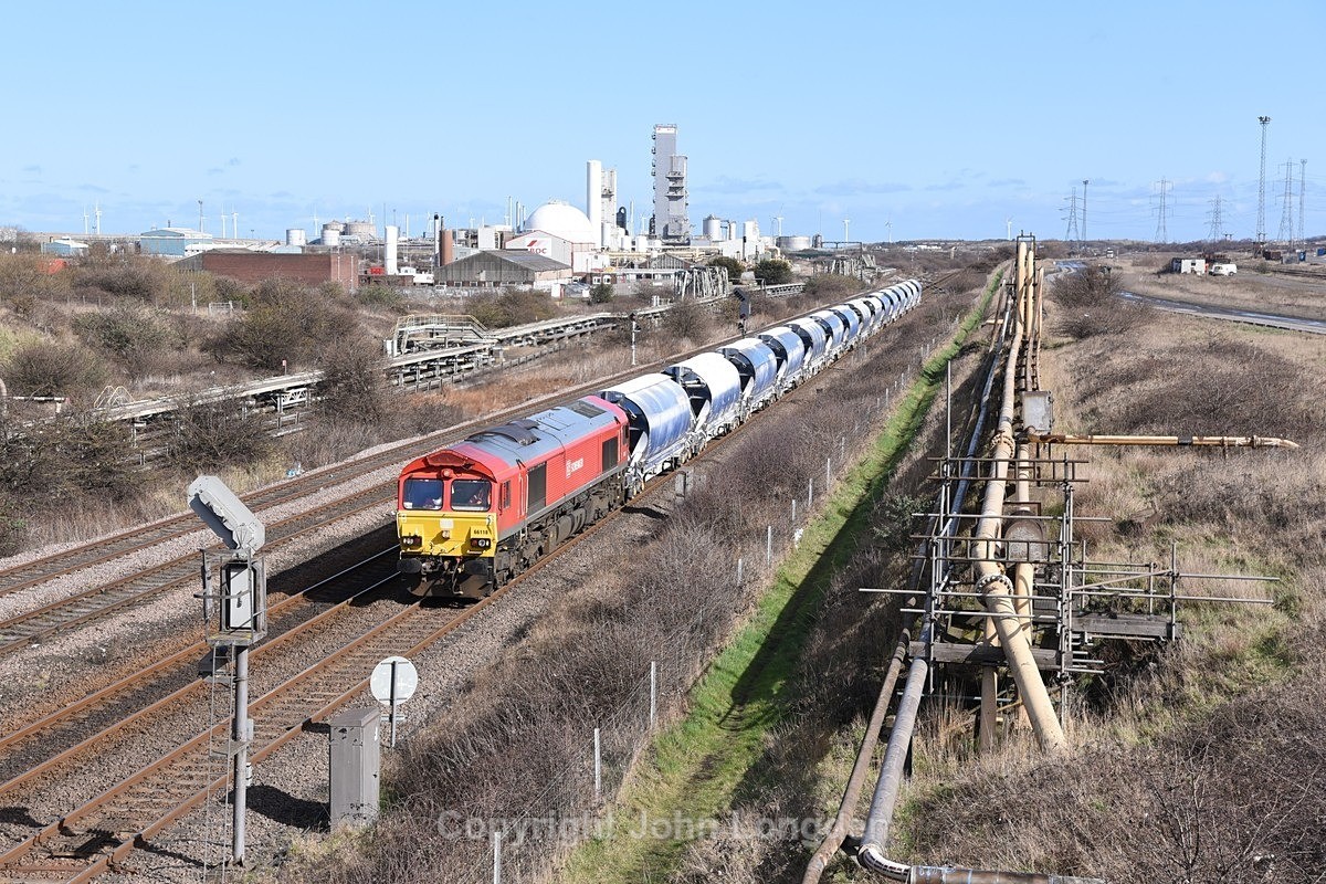 JL - 14.3.23 66118 6F32 Boulby - Tees Dock, Grangetown - Teesside (west to east)