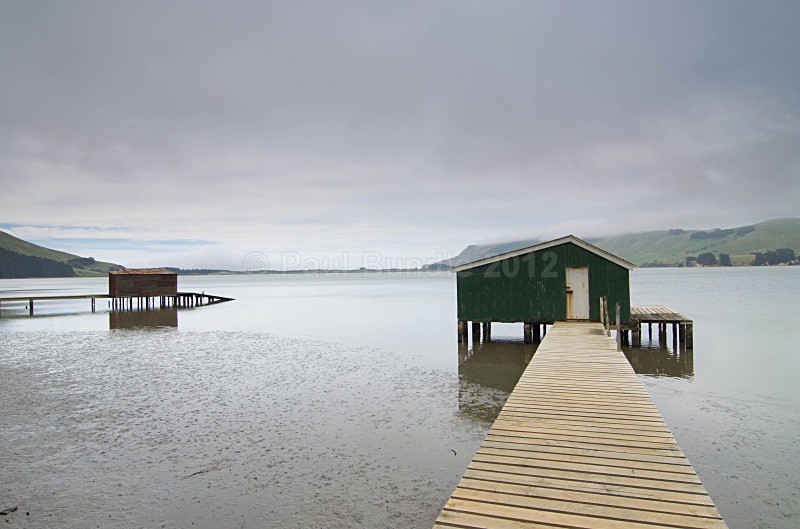 Boat Houses Hoopers Inlet - New Zealand South Island