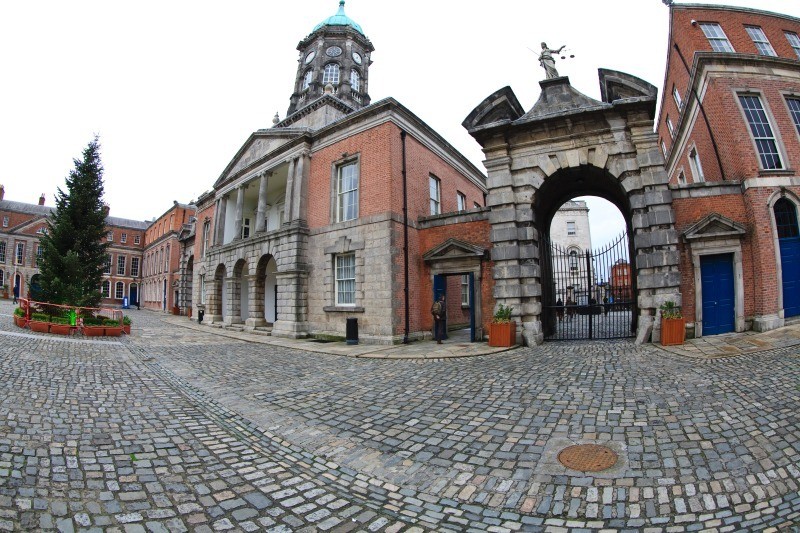 Bedford Tower and Castle Gate - Dublin - through a fisheye lens