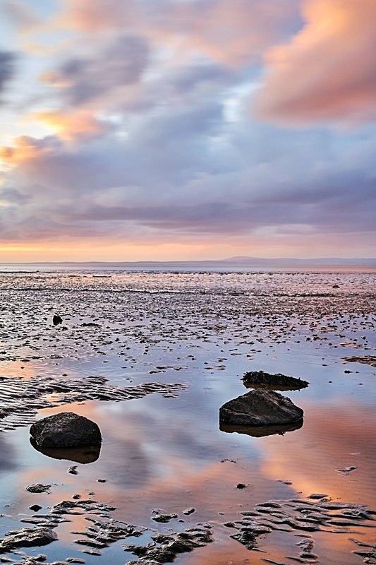 Sunset on the Beach at Morecambe. - New Work around Morecambe Bay