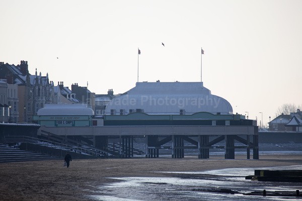 Burnham On Sea beach in the snow _S132 - Somerset landscape Photography
