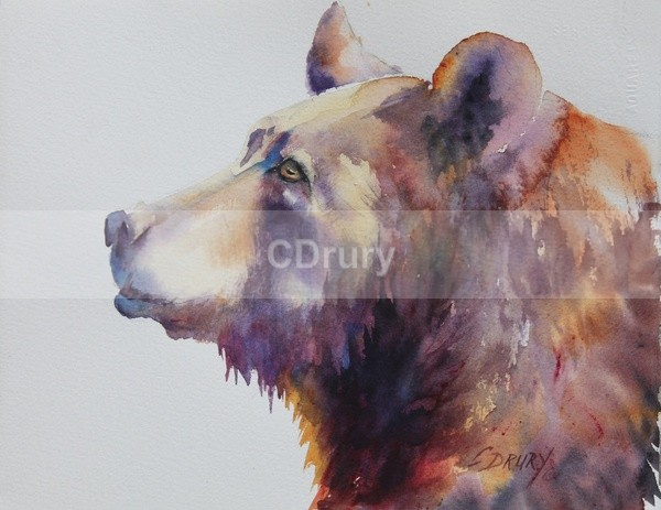 WCW11143 Grizzly Profile - Watercolor Wildlife