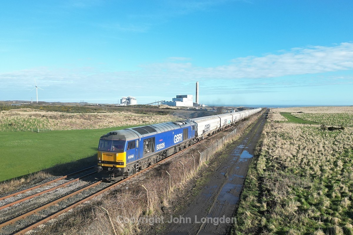 JL - 16.3.24 60026 6N85 Lynemouth - Tyne Dock, Woodhorn North - Blyth & Tyne (north to south)