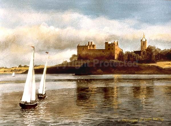 'Linlithgow Loch, with boats' - Landscapes