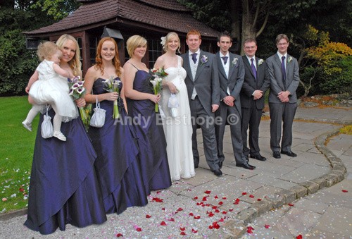 Bride Groom with Bridesmaids and Best man - Neil and Holly Bramwell