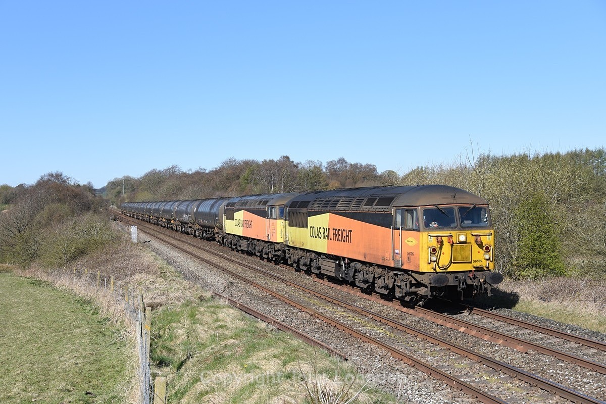 JL - 15.4.21 56105 & 56094 6E32 Preston - Lindsey, Cherry Tree - Lancashire