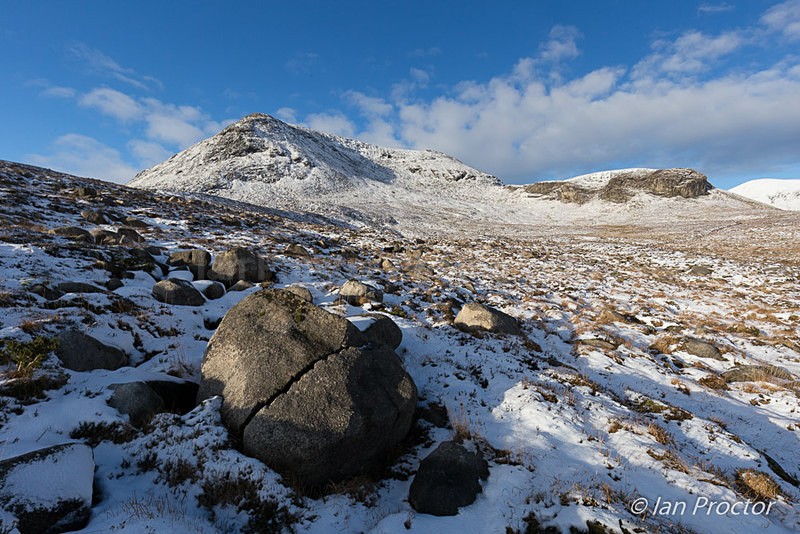 Slieve Lamagan and Lower Cove in winter - Mourne Mountains