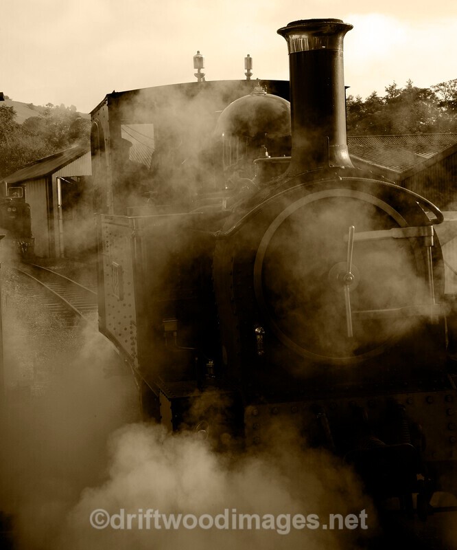 WLLR Earl passes Llanfair signal box to collect the 0840 service to We - The Welshpool & Llanfair Light Railway