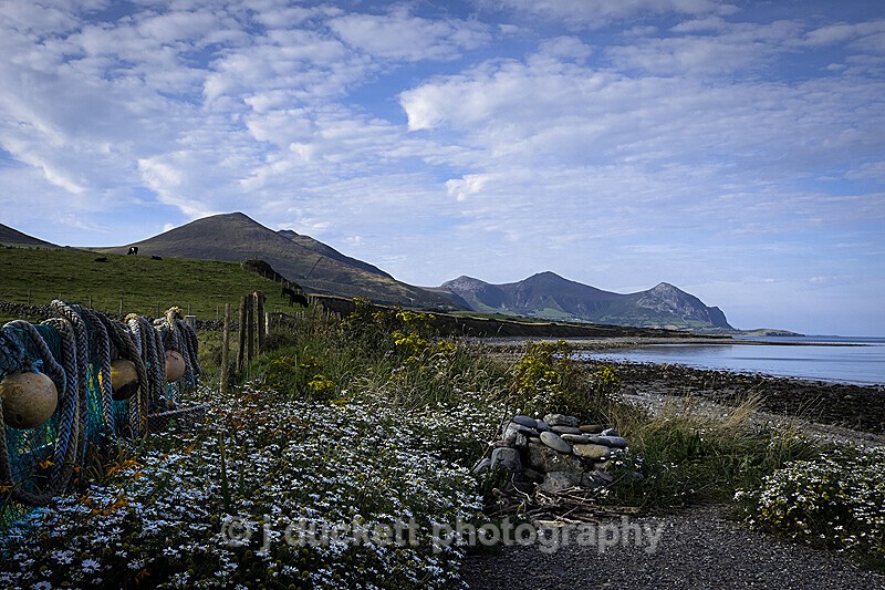 Aberdesach on the Llyn Peninsula, North Wales, looking towards the Yr-Eifel hills near Trefor