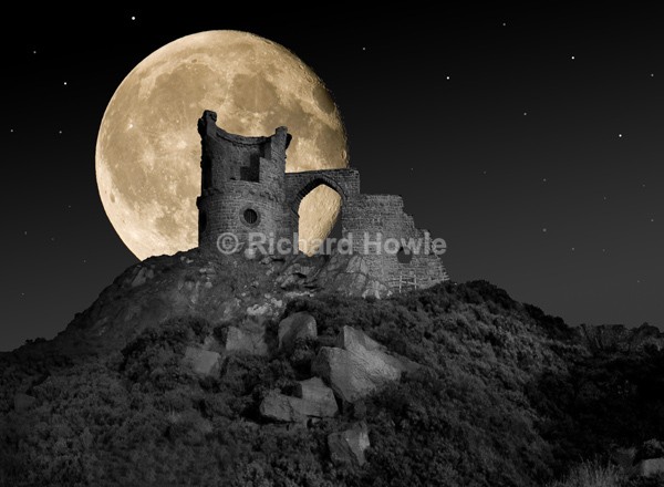 Moon over Mow Cop Castle - Potteries Images