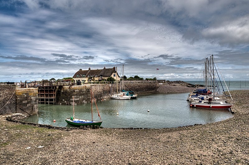 Boats and cottages at Porlock Weir - Somerset