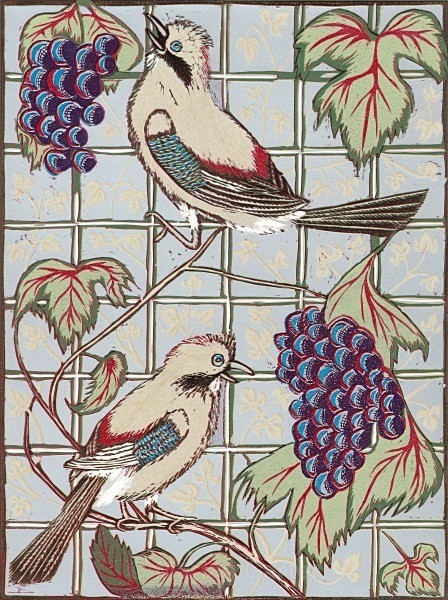 Two Jays in a Vine - Reduction Linocuts