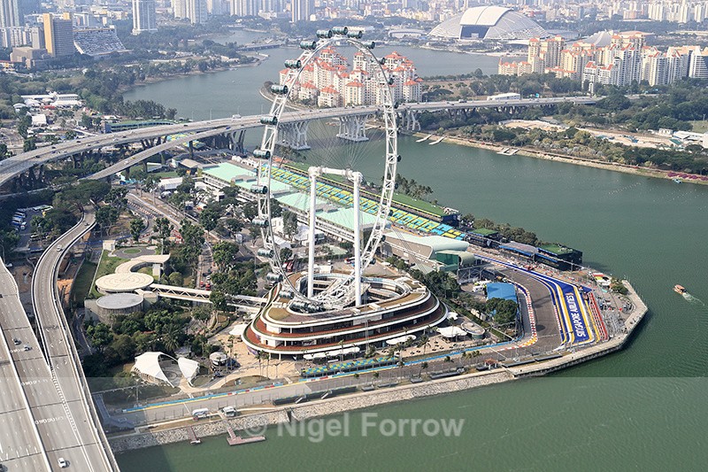 Singapore Flyer and F1 Grand Prix course from Sands Skypark - Singapore