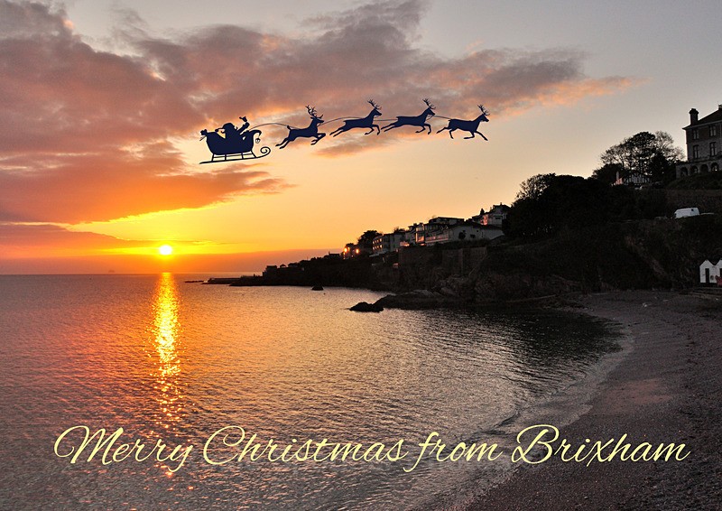 BX35  Brixham  - Breakwater beach - XMAS CARDS  Brixham