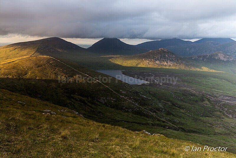 Setting Sun Sidelights the Central Mournes - Mourne Mountains