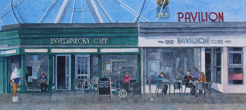 Inversnecky and Pavilion Cafe, Aberdeen Beach. - Paintings. David and Jane.
