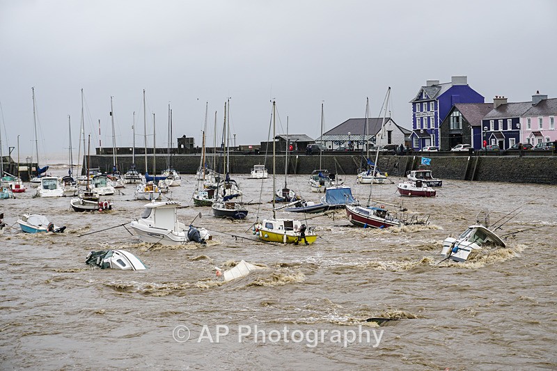 ACP04703-1 - Aberaeron Harbour, during storm Callum 13/10/2018