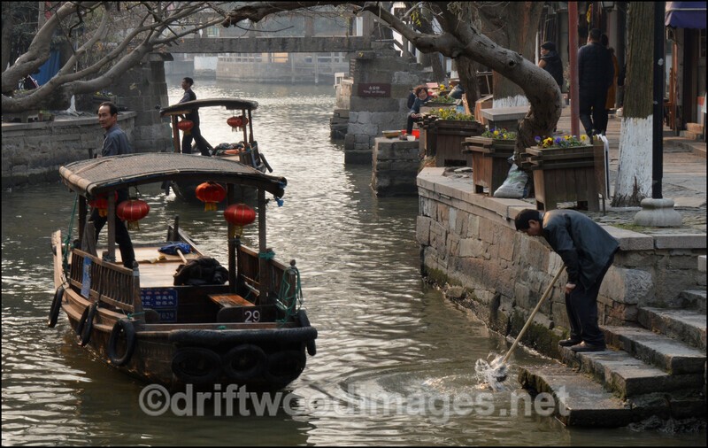 China Shanghai Zhujiajiao Water Town boats on canal 3 - China
