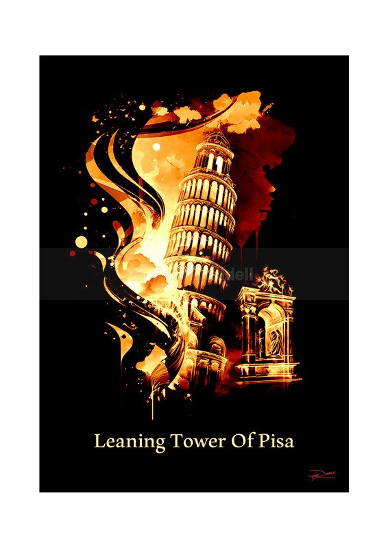 Leaning Tower of Pisa Historical Structures Ink Paintings by Paul Duddell, Whispers & Strokes - Artist, Painter, and Photographer