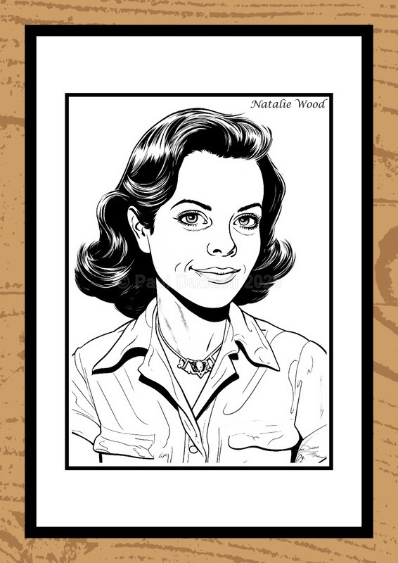Natalie Wood Hand-Drawn Portrait - Legends of Film by Artist Paul Duddell