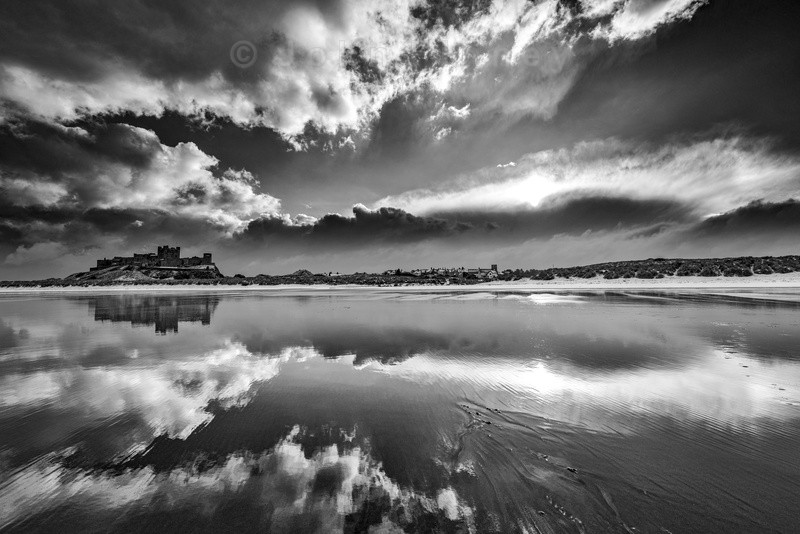 Bamburgh Castle beach Reflections - Northumberland