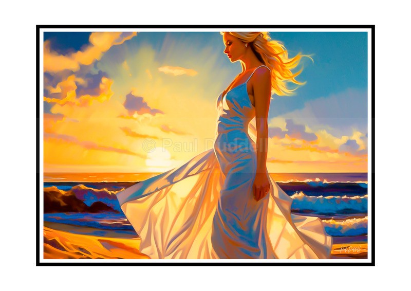 Love on Location, Bride on The Beach Paintings by Paul Duddell, Whispers & Strokes - Artist, Painter, and Photographer