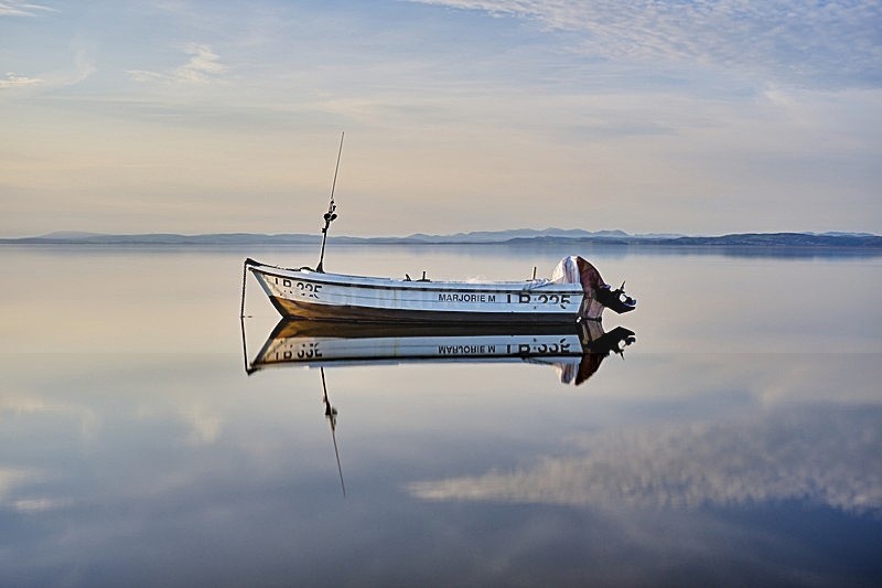 Boat reflections on Morecambe Bay. - New Work around Morecambe Bay