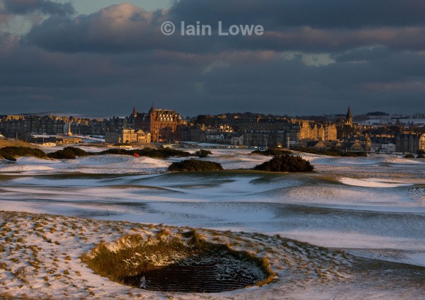 The Old Course 14th approach - Snow on The Old Course 2013