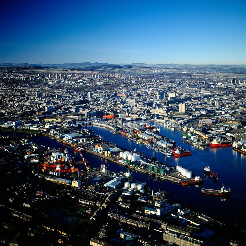City of Aberdeen and harbour in Scotland