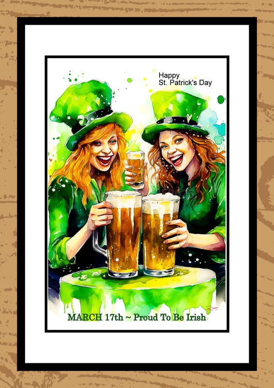 St Patrick's Day Watercolour Paintings - Festive Heartbeat by Artist Paul Duddell