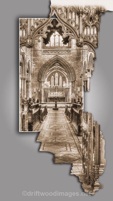 Cathedral choir HDR sepia border OOB - Chester Cathedral