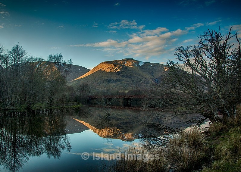 The Railway bridge at Kilchurn on a beautiful sunny day - Loch-Awe, Argyll, Scotland